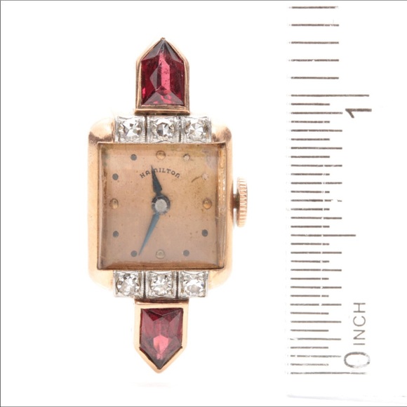 *💕HP 💕 Rare Hamilton 14K Diamond/Garnet Watch - Picture 2 of 5